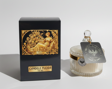 Almond perfumed candle 250 ml, in XIX century style  diamond glass jar