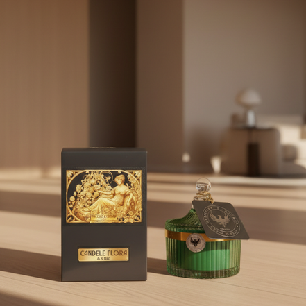 Italian Alps Forest Scent Aromatic Candle, 250 ml, in XIX century style diamond glass jar