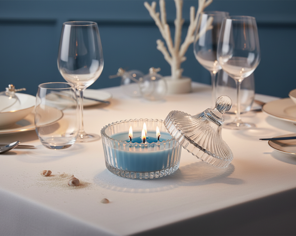 Sea Breeze perfumed candle 250 ml, in XIX century style  diamond glass jar