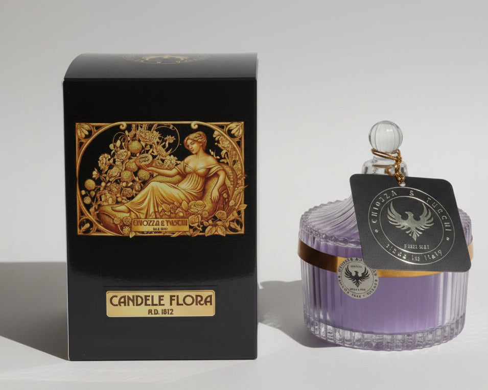 Lavender perfumed candle 250 ml, in XIX century style  diamond glass jar