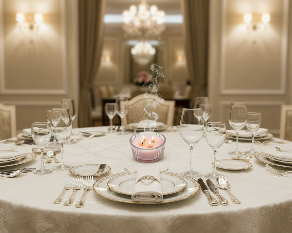 Rose perfumed candle 250 ml, in XIX century style  diamond glass jar