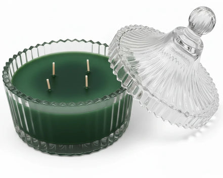 Italian Alps Forest Scent Aromatic Candle, 250 ml, in XIX century style diamond glass jar