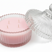 Rose perfumed candle 250 ml, in XIX century style  diamond glass jar