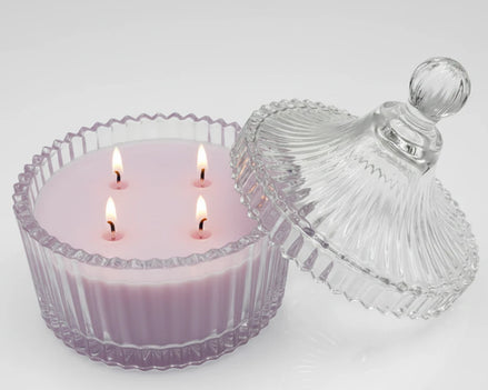 Jasmine Gardens perfumed candle 250 ml, in XIX century style  diamond glass jar