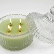 Italian Alps Herbs and Flowers Aromatic Candle 250 ml, in XIX century style diamond glass jar
