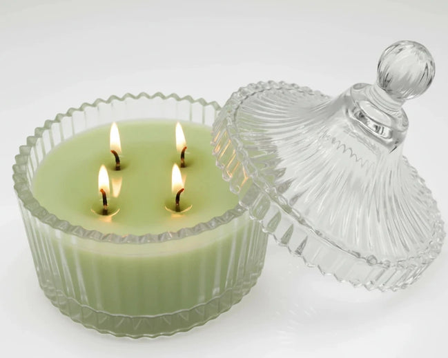 Italian Alps Herbs and Flowers Aromatic Candle 250 ml, in XIX century style diamond glass jar