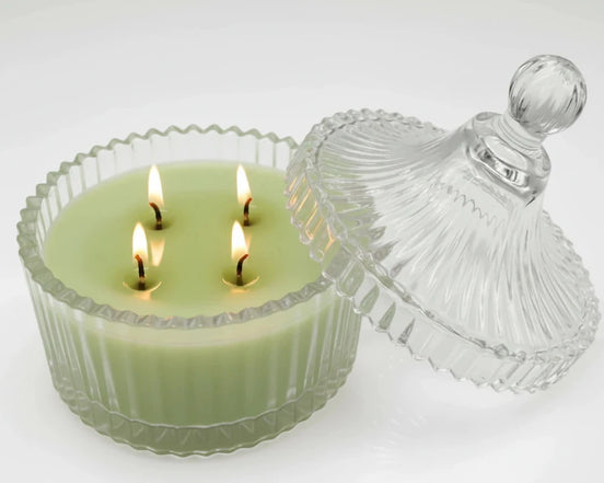 Italian Alps Herbs and Flowers Aromatic Candle 250 ml, in XIX century style diamond glass jar