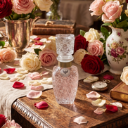 Aromatic Rose Home Essence in an original XIX century style diamond glass jar, as was customary in the 19th century.