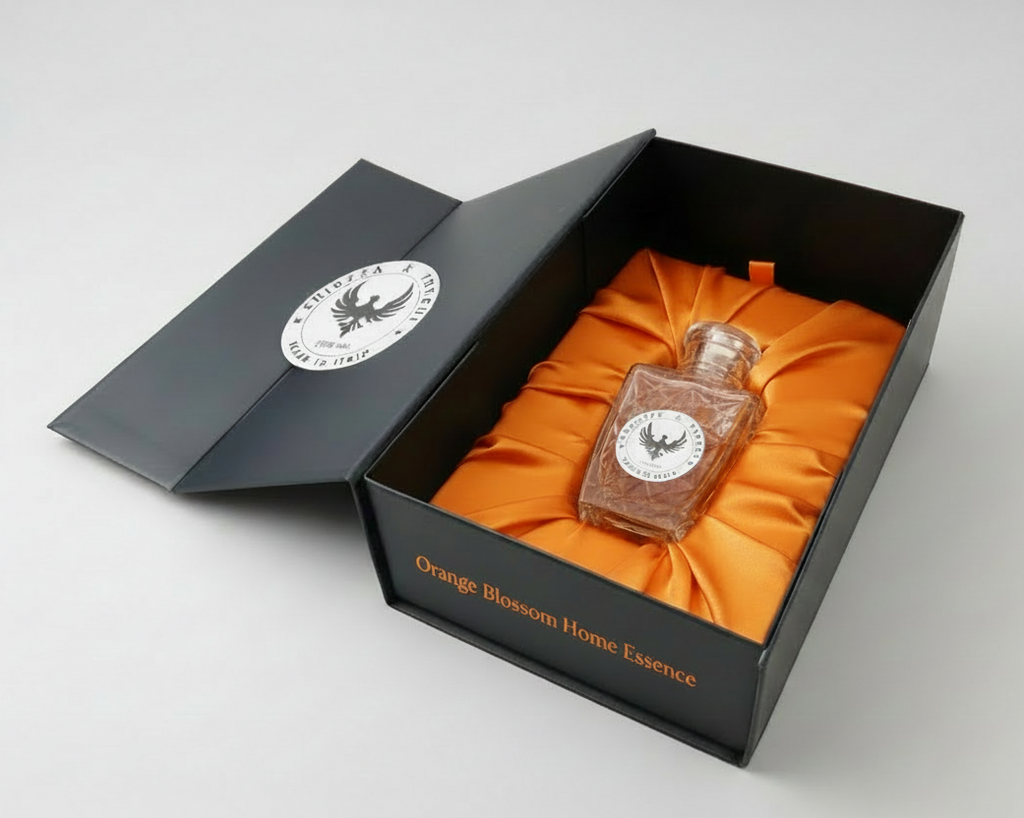 Aromatic Orange Blossom Home Essence in an original XIX century style diamond glass jar, as was customary in the 19th century.