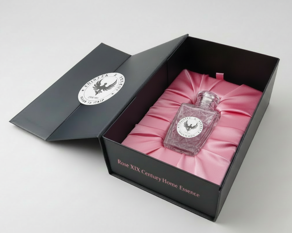 Aromatic Rose Home Essence in an original XIX century style diamond glass jar, as was customary in the 19th century.