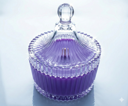 Lavender perfumed candle 250 ml, in XIX century style  diamond glass jar