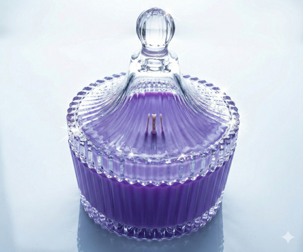 Lavender perfumed candle 250 ml, in XIX century style  diamond glass jar