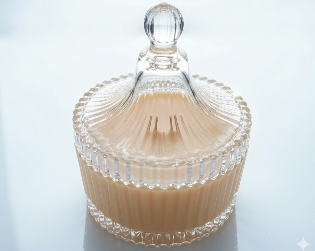 Vanilla perfumed candle 250 ml, in XIX century style  diamond glass jar