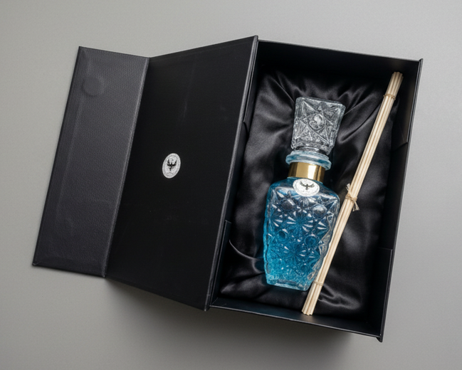 Aromatic Sea Breeze Home Essence in an original XIX century style diamond glass jar, as was customary in the 19th century.