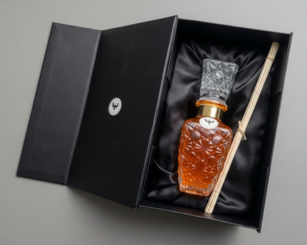 Aromatic Cinnamon & Orange Home Essence in an original XIX century style diamond glass jar, as was customary in the 19th century.