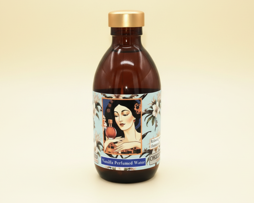Vanilla Perfumed Water 250 ml  in an original 19th-century glass bottle.