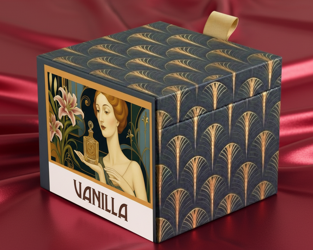 Vanilla perfumed candle 250 ml, in XIX century style  diamond glass jar