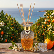 Aromatic Orange Blossom Home Essence in an original XIX century style diamond glass jar, as was customary in the 19th century.