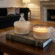 Vanilla perfumed candle 250 ml, in XIX century style  diamond glass jar