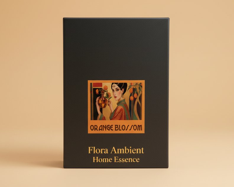 Aromatic Orange Blossom Home Essence in an original XIX century style diamond glass jar, as was customary in the 19th century.