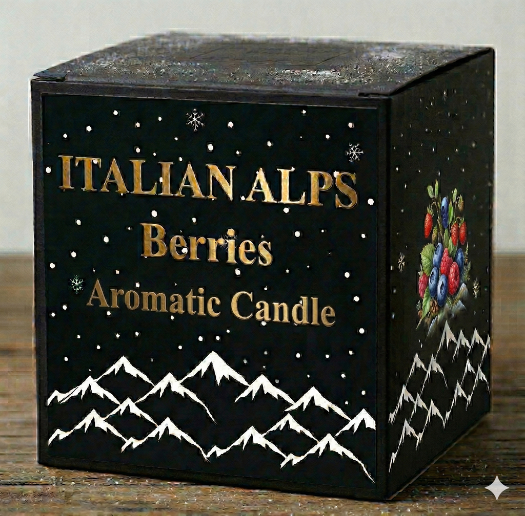 Aromatic Candle Italian Alps Wild Berries 250 ml - square 80x80x80 mm.