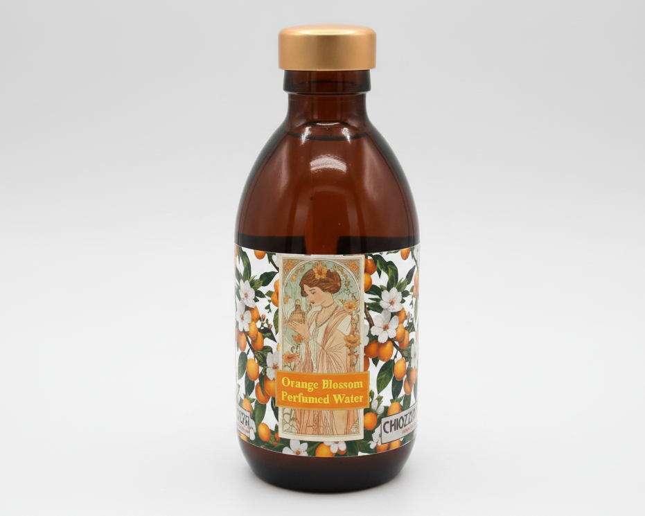 Orange blossom scented water 250 ml in an original 19th-century glass bottle.