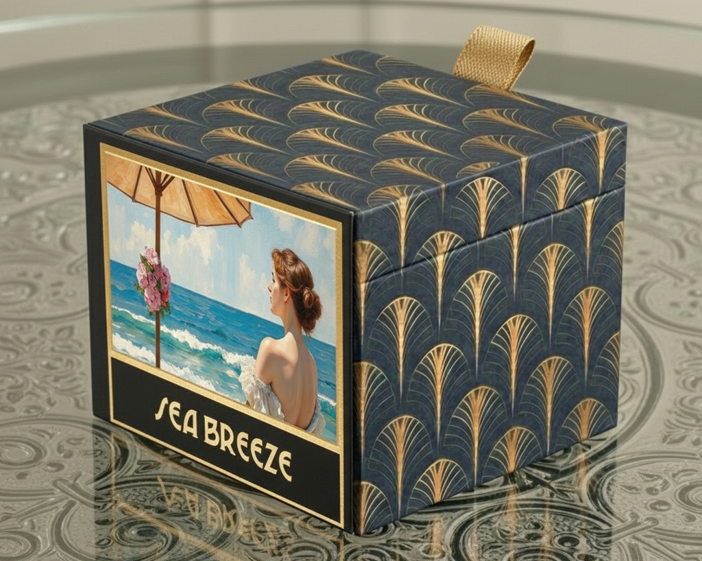 Sea Breeze perfumed candle 250 ml, in XIX century style  diamond glass jar