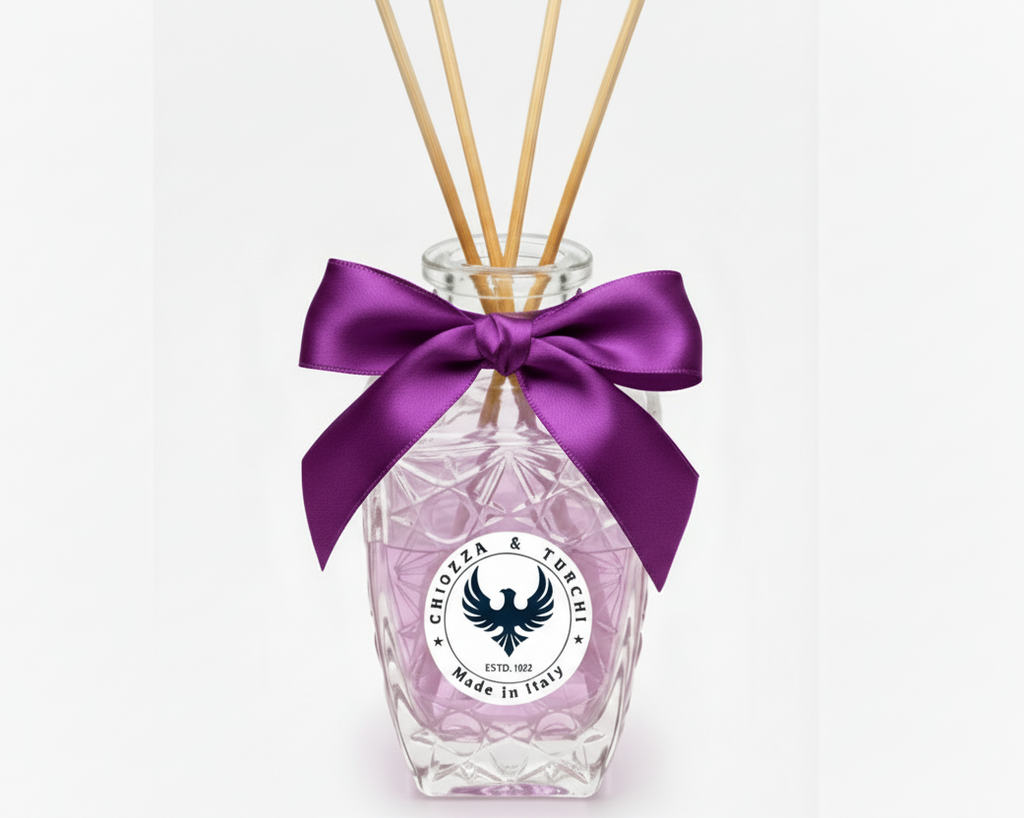 Aromatic Lavender Home Essence in an original XIX century style diamond glass jar, as was customary in the 19th century.