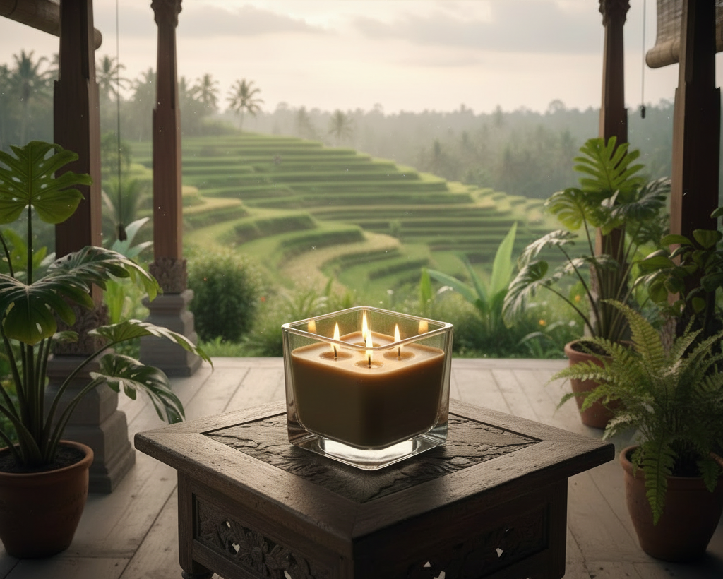 Sandalwood Exciting Handmade Aromatic Candle.  250 ml  Square 80x80x80 mm