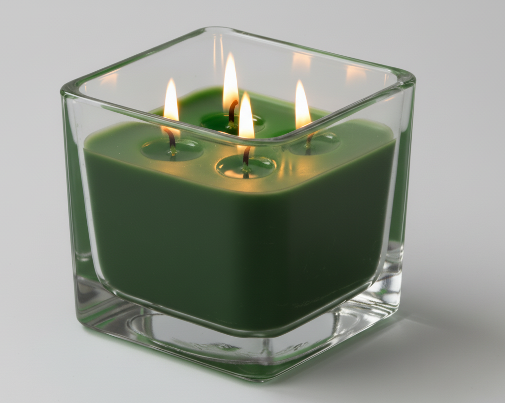 Blue Zones Relaxing Handmade Aromatic Candle, Myrtle and Mint.  250 ml  Square 80x80 mm