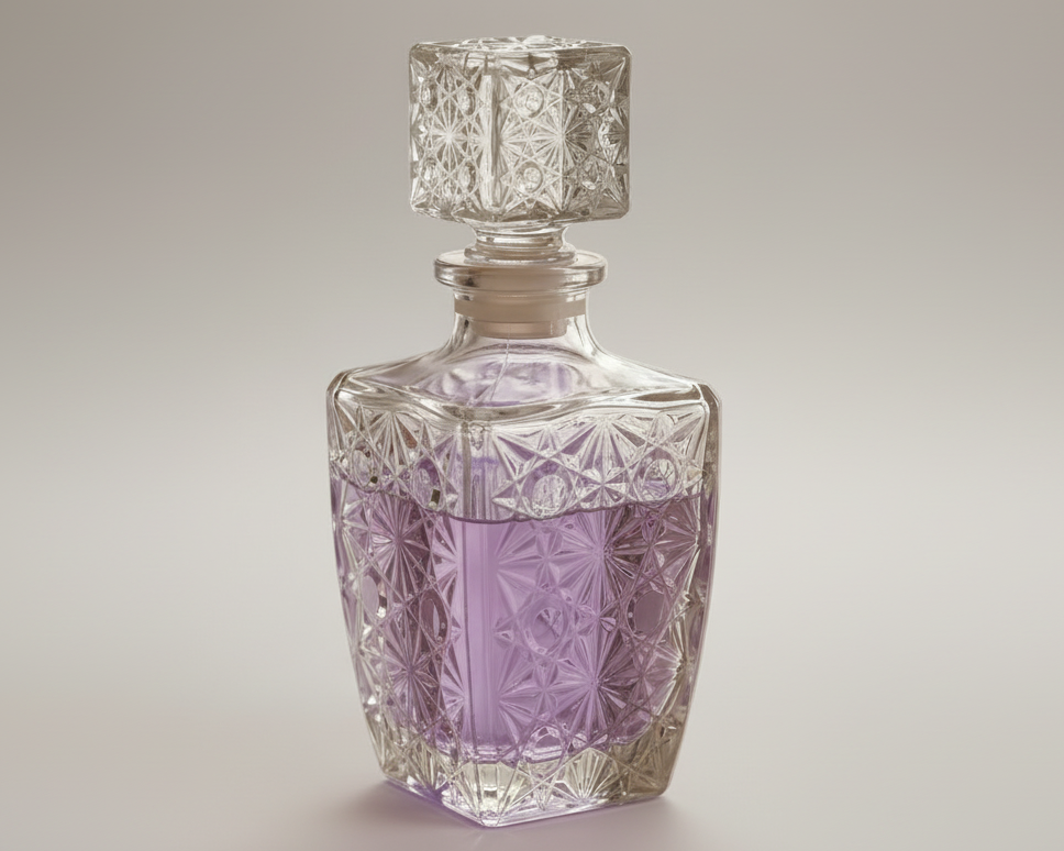 Aromatic Lavender Home Essence in an original XIX century style diamond glass jar, as was customary in the 19th century.