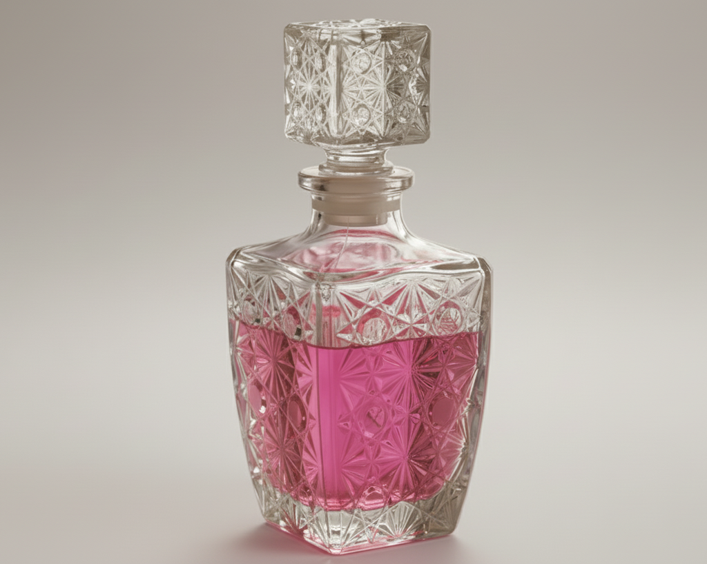 Aromatic Rose Home Essence in an original XIX century style diamond glass jar, as was customary in the 19th century.