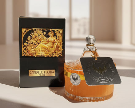 Cinnamon & Vanilla perfumed candle 250 ml, in XIX century style  diamond glass jar