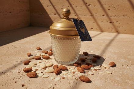 Almond perfumed candle 300 ml, PINE CONE diamond glass jar