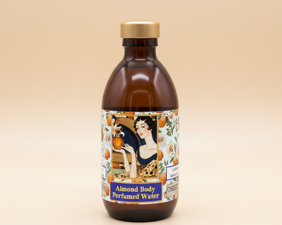 Almond Perfumed Water 250 ml in an original 19th-century glass bottle.