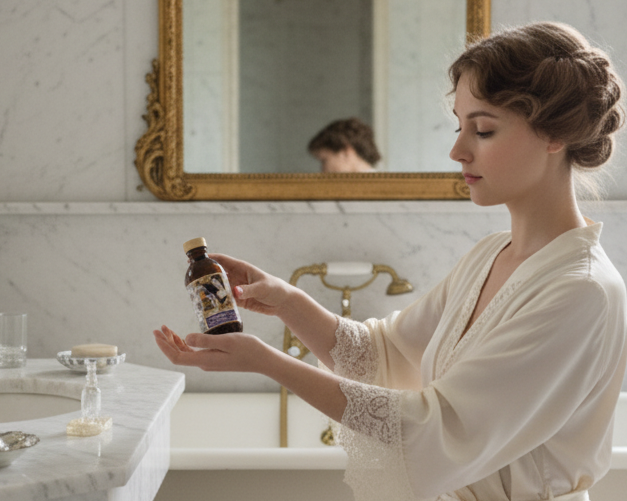 Almond Perfumed Water 250 ml in an original 19th-century glass bottle.