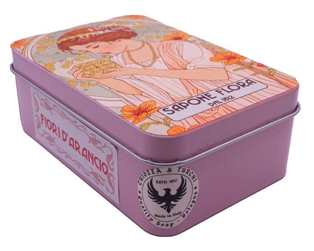 Orange Blossom Soap 170 Gr./6 Oz  in the original 19th century style luxurious packaging.