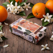 Orange Blossom Soap 170 Gr./6 Oz  in the original 19th century style luxurious packaging.