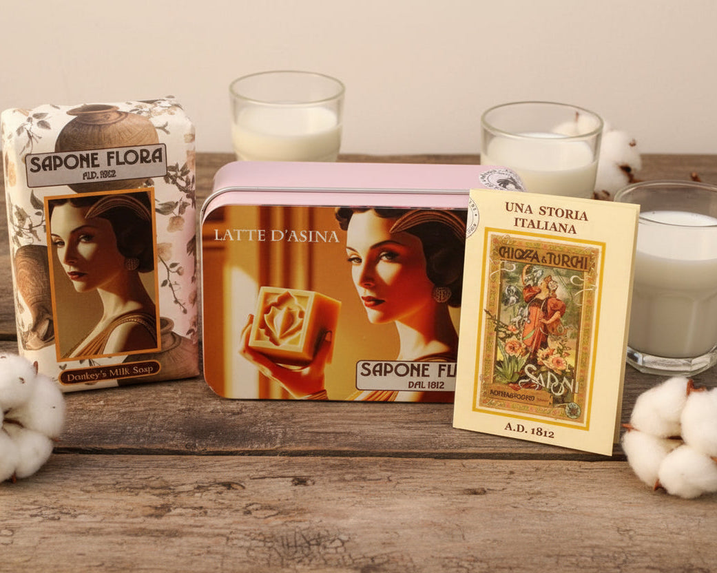 Donkey’s Milk  Smooth Soap 150 gr.  in the original 19th century style elegant packaging.