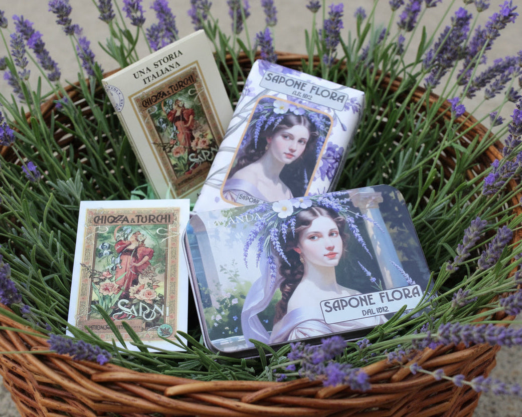 Lavender Soap 150 gr.  in the original 19th century style elegant packaging.