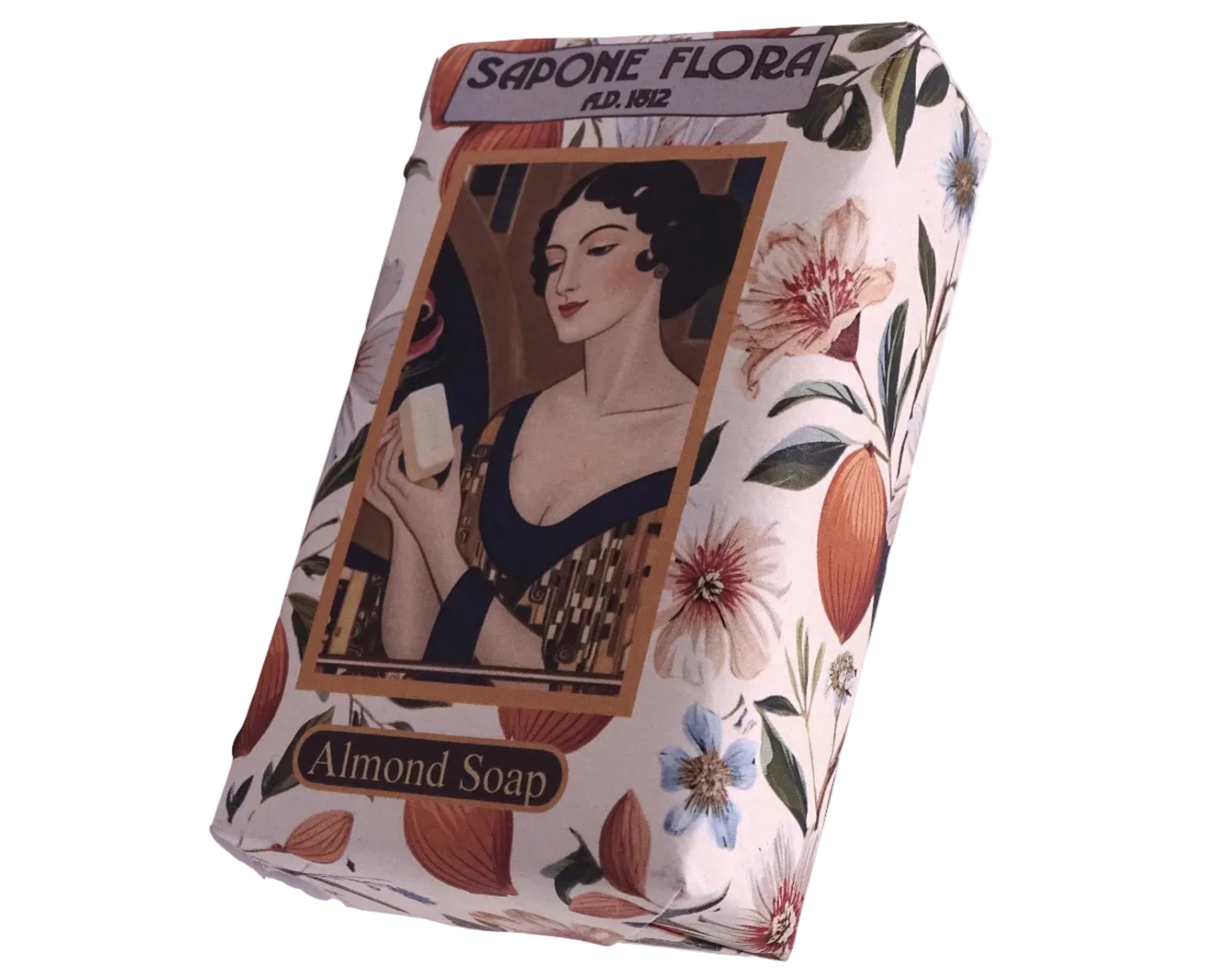 Almond Sweet Soap 170 Gr./6 Oz in the original 19th century style elegant packaging.