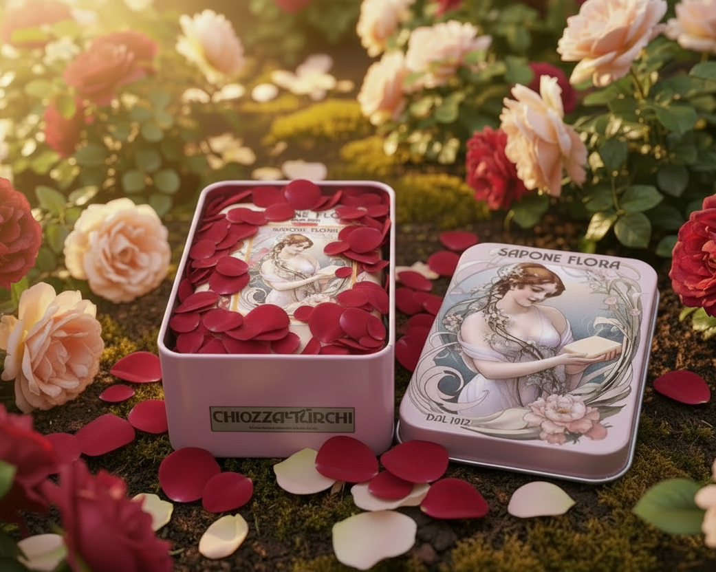 Rosehip Soap 170 Gr./6 Oz in the original 19th century style elegant packaging.